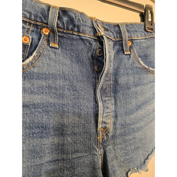 Levi 501 Button Fly Cuttoff Blue Jean Shorts 31 - Picture 3 of 5